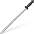 Utopia Kitchen Knife Sharpener Rod 12 Inch, Professional Honing Rod for Knife Sharpening with Hanging Hook, Black