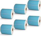 BETCKEY - 4" x 5" Large Shipping & Multipurpose Labels Compatible with Zebra & Rollo Label Printer,Premium Adhesive & Perforated[Light Blue, 6 Rolls, 2100 Labels]