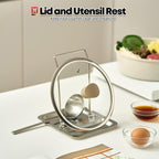 Foldable Stainless Steel Pot Lid Rest, Ladle Holder, Multifunctional Kitchen Organizer Stand, Easy Storage, Dishcloth Rack, Pan Lid Holder, Cooking Utensil Holder Organizer