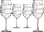 Rolf Glass Good Vibrations All Purpose Wine Glass | Set of 4 Large 18oz Wine Glasses | Lead-Free and Diamond-Wheel Engraved | Proudly Made in the USA | Spiral Etched Glass