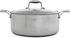Hell's Kitchen Hybrid 7.5 Qt Pot and lid, Tri-Clad Stainless Steel and Nonstick Ceramic, PFAS Free, no PFOA, no PTFE, no Teflon, Non Toxic Cookware, Metal Utensil Safe, All Cooktops and Oven Safe