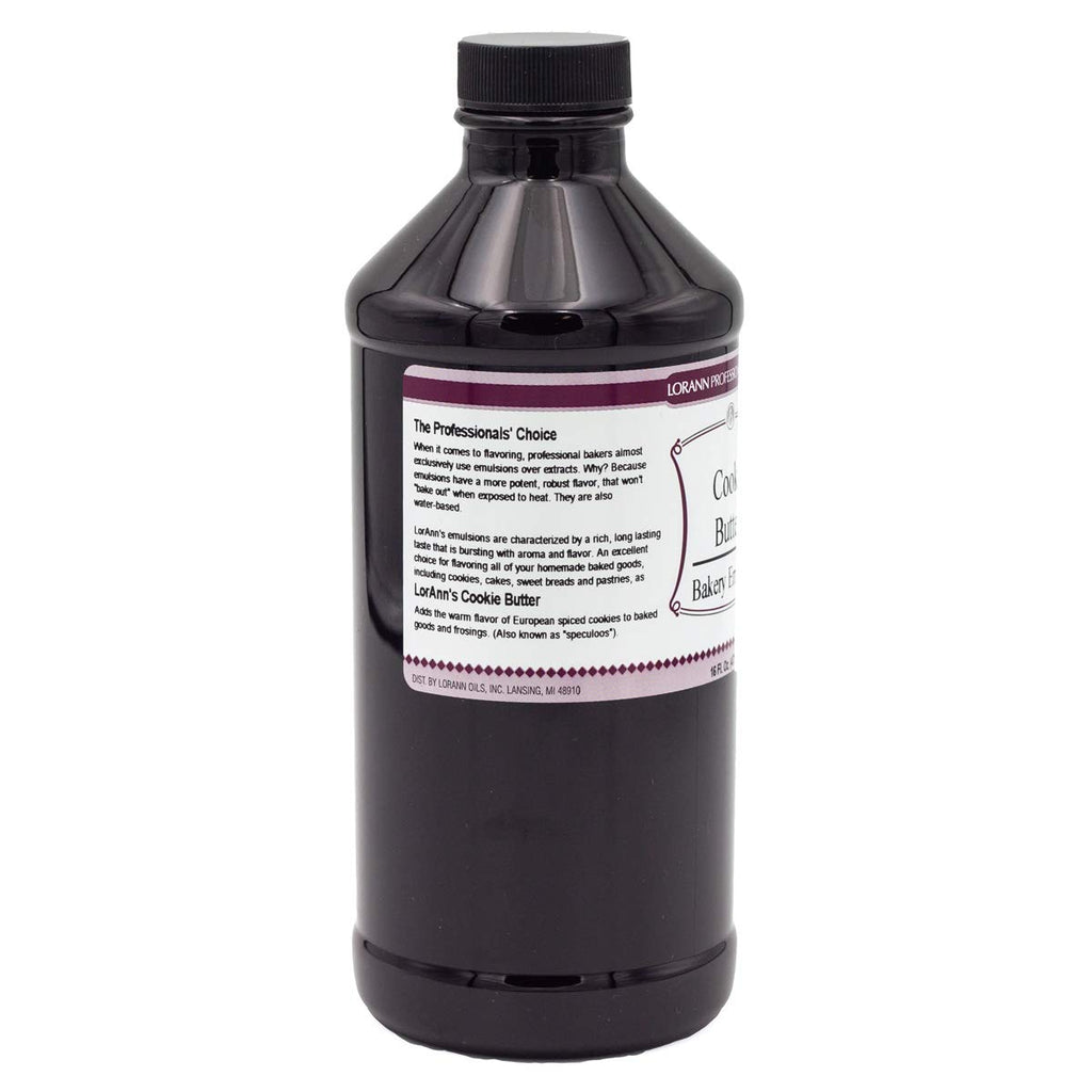 LorAnn Oils Cookie Butter Bakery Emulsion: True Essence, Ideal for Boosting Fruit Tones in Cakes, Cookies & Desserts, Gluten-Free, Keto-Friendly, Extract Substitute Essential for Your Kitchen, 16 Oz