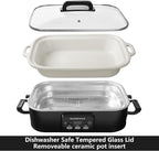 4 Quart Casserole Programmable Slow Cooker with Ceramic Baking Dish - Perfect Kitchen Small Appliance for Family Dinners, Oven Safe and Durable Bakeware for Lasagna, Roasts