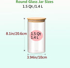 1.5 Qt Round Glass Storage Containers with Lids, Clear Food Storage Container Jar with Sealing Bamboo Lid for Noodles Flour Cereal Rice Sugar Tea Coffee Beans, Round Set of 3