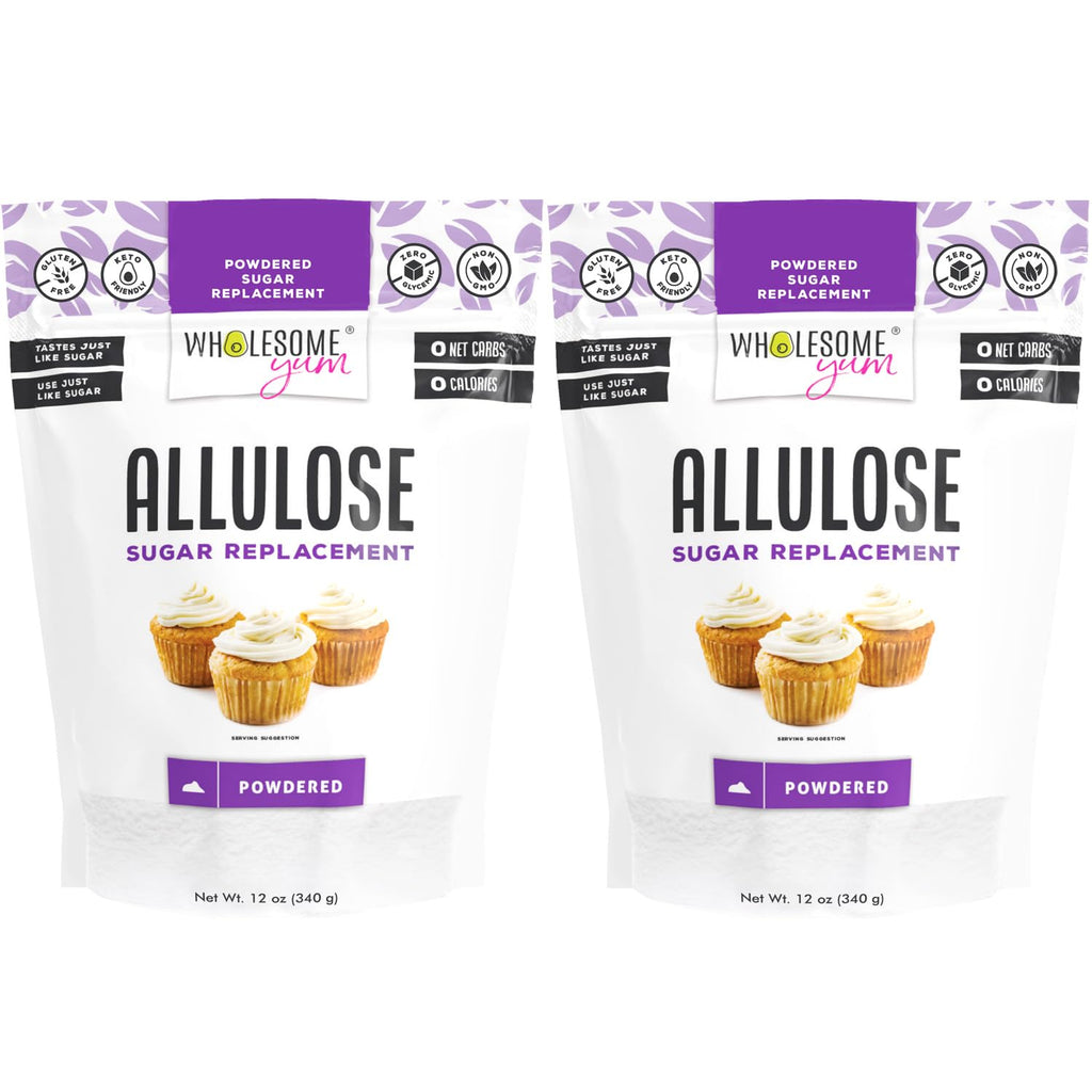 Wholesome Yum Powdered Allulose Sweetener - Natural Keto Powdered Sugar Substitute - Non GMO, Zero Carb, 0 Calorie, Sugar Free, No Aftertaste - Confectioners Sugar Replacement (12 oz, 2 Pack)