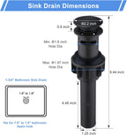 Pop Up Drain for Bathroom Sink, ARCORA Oil Rubbed Bronze Vessel Sink Drain with Overflow, Pop Up Bathroom Sink Stopper