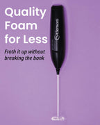 Elementi Powerful Frother Wand – Lightweight Milk Frother & Drink Mixer Handheld, Matcha Whisk for Dreamy Lattes, Powerful Coffee Mixer Wand & Blender Stirrer - Make Creamy Cappuccinos at Home (Black)