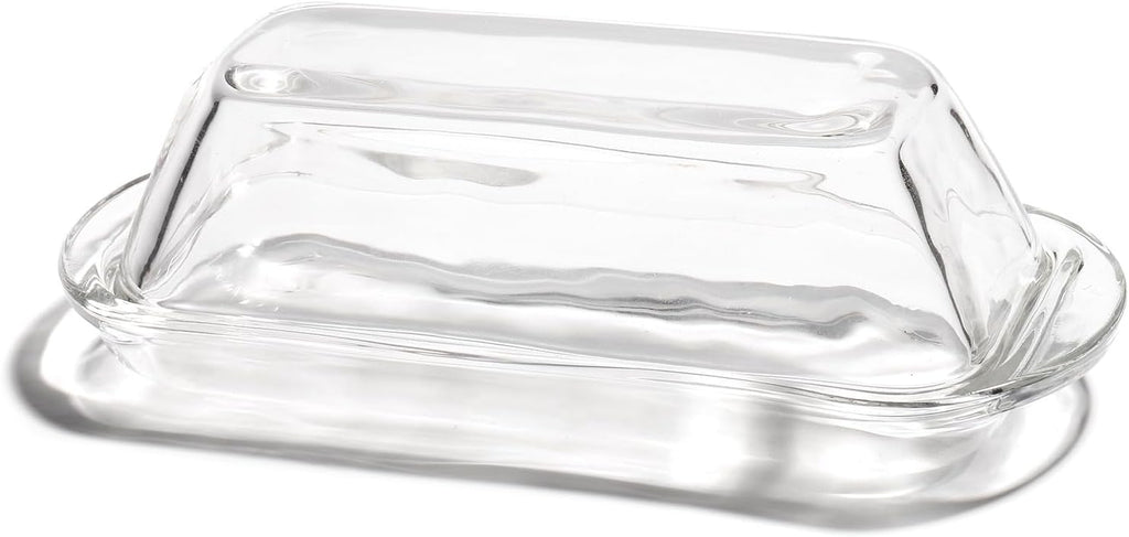 Glass Butter Dish Butter Keeper and Butter Holder for Fridge Butter Dish with Lid for Countertop Vintage Container for Counter Butter Tray with cover (Clear-7)