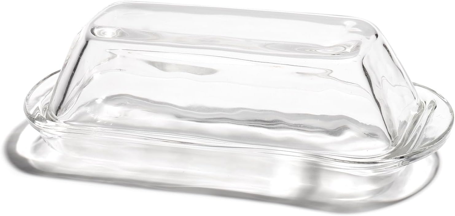 Glass Butter Dish Butter Keeper and Butter Holder for Fridge Butter Dish with Lid for Countertop Vintage Container for Counter Butter Tray with cover (Clear-7)