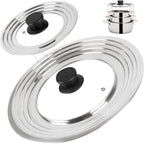 Universal Lids with Tempered Glass Top Fits 6, 7, 8 & 8.2, 9, 10, 11, 12, 12.5 Inch Cookware, Replacement Frying Pan Cover for Pots, Pans and Skillets, Cast Iron Lids for Space Saving