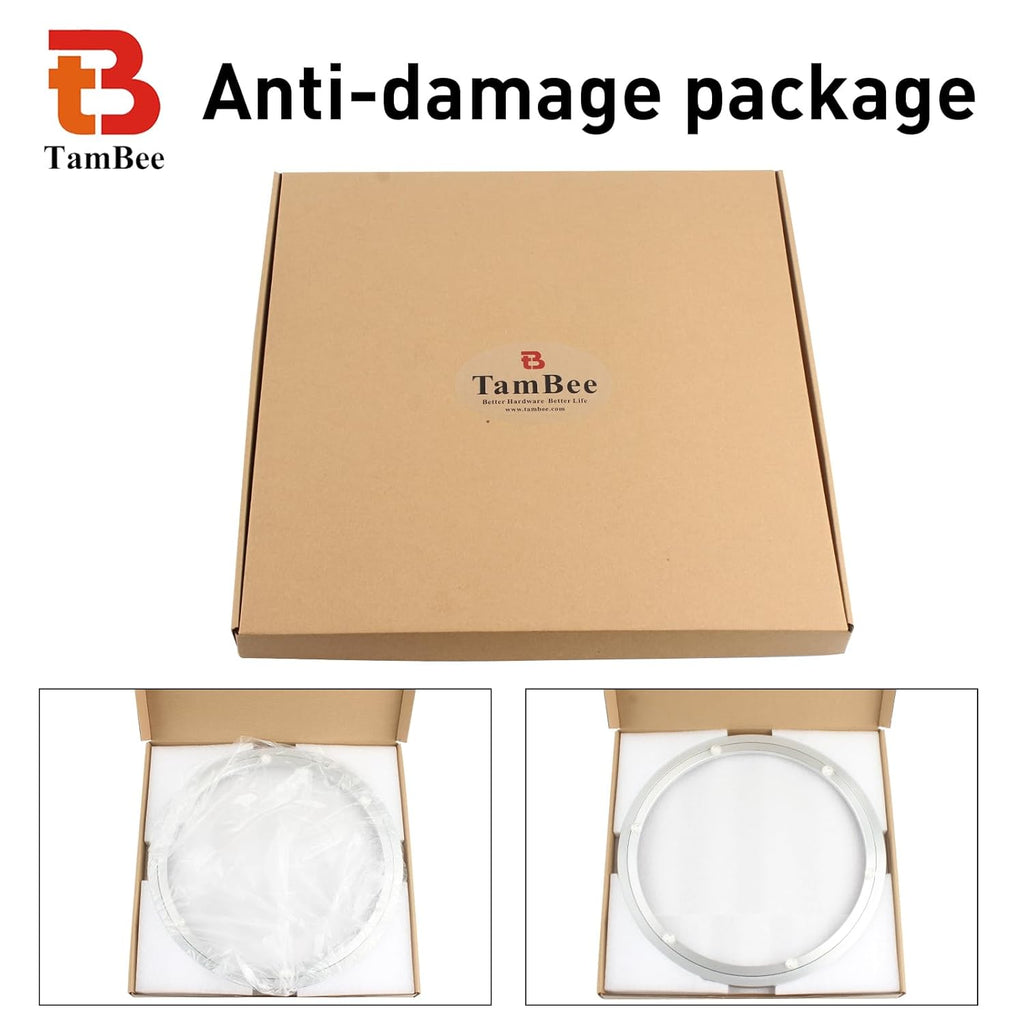 TamBee Lazy Susan Bearing 18 Inch - Heavy Duty Lazy Susan Base & Hardware, Silent Turntable for Smooth Rotation (Aluminum Alloy, 380LB Capacity)