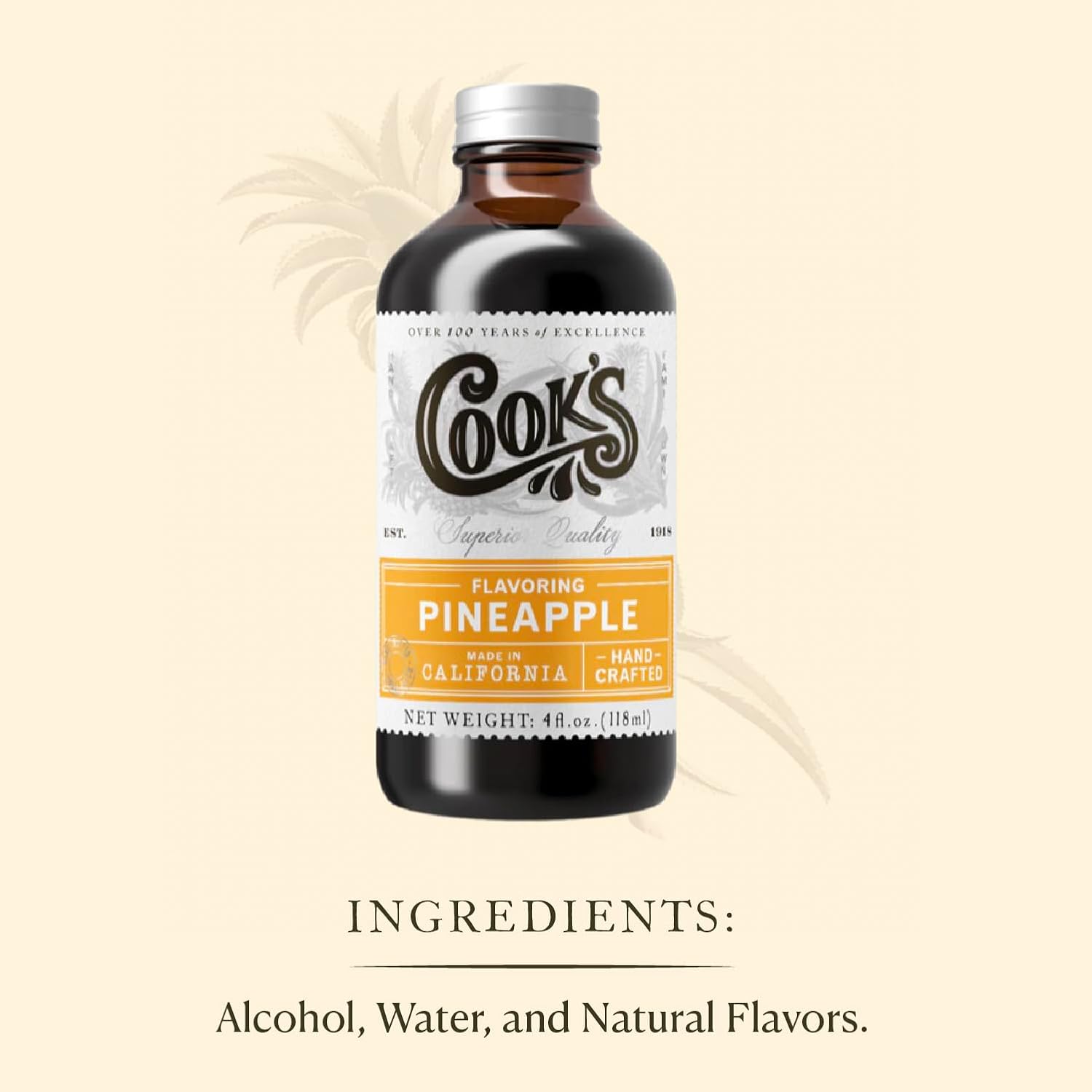 Cook's, Pineapple Flavoring for Baking, Candies, Cakes, Smoothies, Beverages, 16 oz