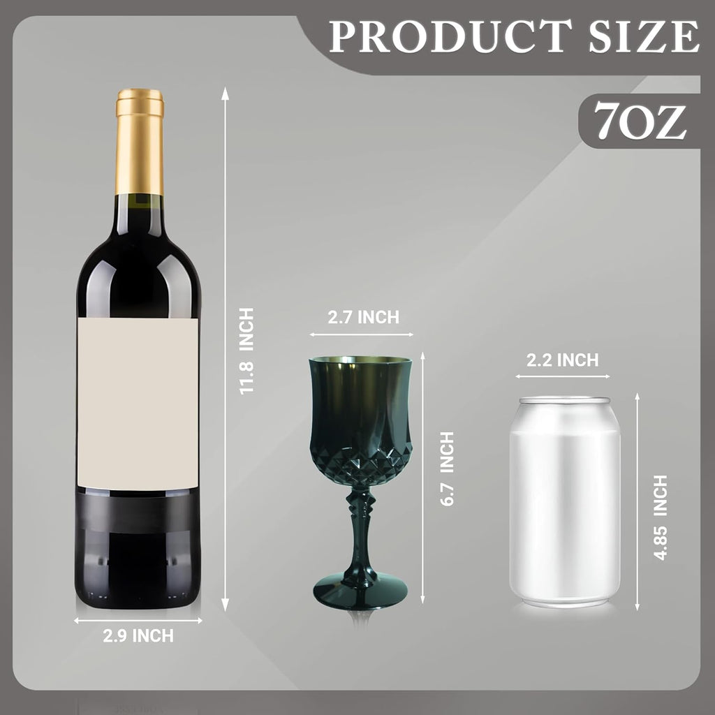 Plastic Wine Glasses，Plastic Goblets Vintage Style Cordial Drinking Glasses for Wedding Reception, Grand Event Party Supplies (12, Black)