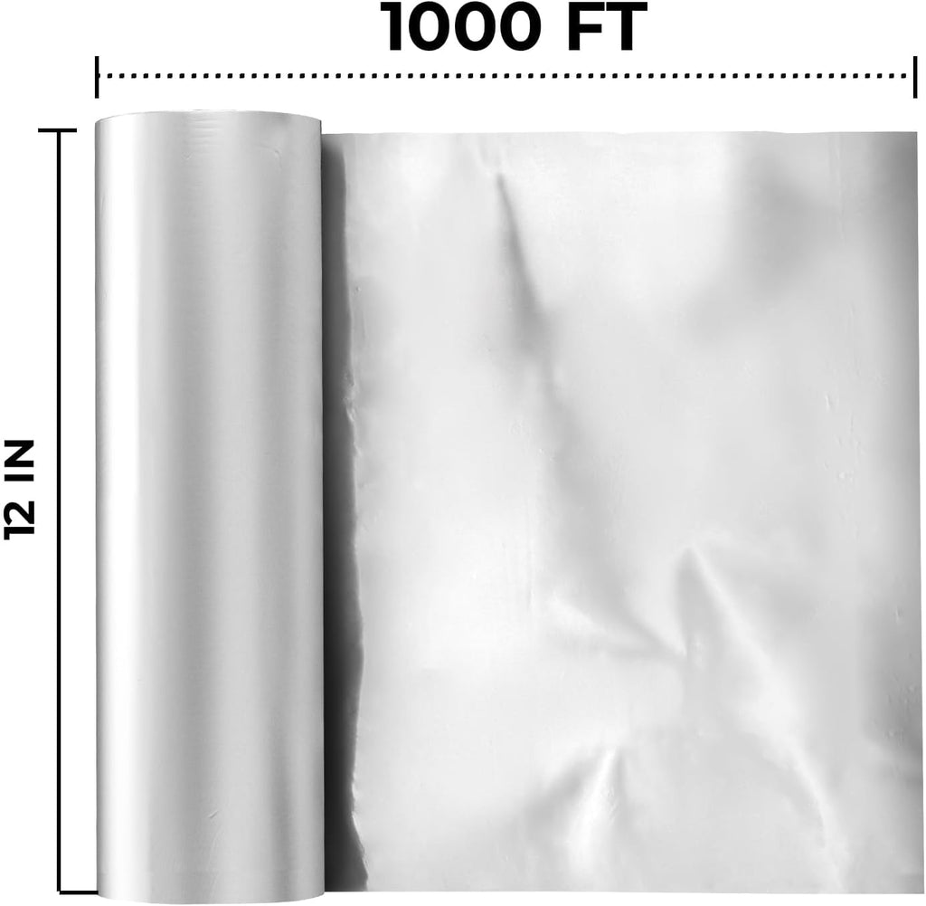 Aluminium Foil 12''x1000 Sq.Ft for Food, Heavy Duty Tin Foil Roll, Non-Stick Disposable Food Wrapping for Restaurant,BBQ,Roasting