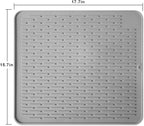 Silicone Dish Drying Mat for Multiple Usage,Easy clean,Eco-friendly,Super Sturdy Silicone Dish Drying Mat and Trivet, Dishwasher Safe, Heat Resistant (Gray, L 17.7×15.7inch)