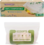 100% Compostable Snack Zip Bag | ECO-Friendly Small Storage Bags | Freezer Bag | Plant-Based BPA-free | Seal well for Cookie, Chips and Snack (1, Small)