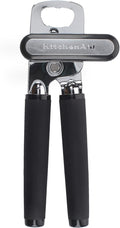 KitchenAid Classic Multifunction Can Opener and Bottle Opener Easy to Use, Razor Sharp Stainless Steel Cutting Wheel, Soft Ergonomic Handles, Soft Black