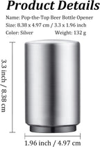 2PCS Premium Beer Bottle Opener, Automatic Stainless Steel Quick Pop the Top Can Openers by Magnet Catching No Damage Caps, Wine Accessory Push Down Off Magnetic Bartender Tool for Home Picnic Camping