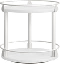 Lazy Susan Organizer, Rotating Spice Rack, 2 Tier Spice Turntable Organizer, Industrial Turntable Spice Holder, for Kitchen Countertop, Compact and Versatile, White SR22WW