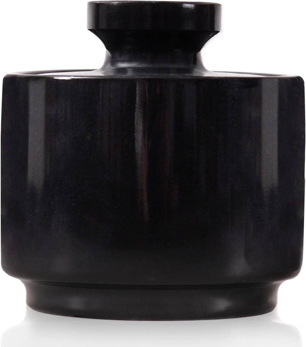 Marble Salt Cellar with Lid 3" Inch Black Spice Jar & Stone Salt Container For Kitchen Countertop, Modern Sugar Bowl