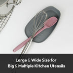 Carrotez Large Silicone Utensil Rest for Stove Top - Unbreakable Heat Resistant Silicone Spoon Rest for Kitchen Countertop - Oversized Wide Non-Scratch Spoon Holder for Camping - Grey