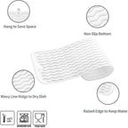 Silicone Dish Drying Mat for Multiple Usage,Easy clean,Eco-friendly,Heat-resistant Silicone Mat for Kitchen Counter,Sink,Bar,Bottle,or Cup White M 17 inches x 6 inches