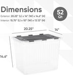 Superio Storage Bins with Lids, Clear Plastic Containers for Organizing, Stackable Totes, BPA Free, Odor Free, Organizer Boxes for Home, and Dorm (4 Pack, 20.25"x14"x14.6")
