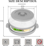 10.7 Inch Microwave Food Cover with Heat Insulation Mat, Anti-Scald Collapsible Microwave Splatter Cover, Multi-Functional as Colander & Fruit Plate, Dishwasher Safe, Ideal for Meal Prep (Gray)