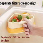 Corner Sink Strainer Basket with Suction Cups, Automatic Dumping Collapsible Food Drainer, Kitchen Sink Food Waste Catcher with Strong Hold Base (Olive green)
