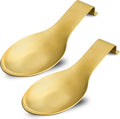 BETTWILLGold Spoon Rest for Kitchen Counter, Stainless Steel Spoon Holder for Stove Top, Spatula Ladle Spoon Utensils Holder, Gold Kitchen Accessories, Gold Cooking Utensiles. (GOLD 2PCS).