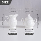 Sugar and Creamer Set Ceramic, Creamer Pitcher and Sugar Bowl with Lid, Creamer Pitcher with Handle,Sugar Cube Dish Coffee or Tea, White (white)