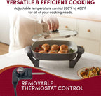Elite Gourmet EG2212X 12"x12"x2.15” Ceralast™ PFAS Free Ceramic Electric Skillet, Dishwasher Safe, Rapid Heat Up, 1200W, Dark Grey
