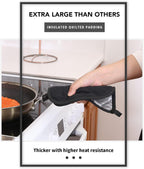 Joyhalo 4 Pack Pot Holders - Heat Resistant Oven Hot Pads, Terry Cloth, Black