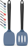 Coukre 2 Pack Silicone Spatula Set, High Heat Resistant, BPA Free Kitchen Spatula, Solid & Slotted Turner for Non-Stick Pans, Sautéing, and Flipping (2, DarkBlue)