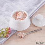 Marble Salt Cellar With Lid & Spoon White 3" Inches Salt Box, Salt Bowl, Sugar Container for Kitchen Countertop, Salt and Spice Holder & Jewelry Storage