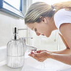 Soap Dispenser - 2 Pack 14 Oz Kitchen Soap Dispenser with Pump, Bathroom Transparent Soap Dispenser Bottle for Hand Soap, Dish Soap or Lotion (White)