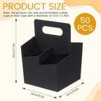 Jetec 4 Cup Drink Carrier with Handle, Kraft Paperboard Beer Carrier, Disposable Drink Holder for Hot or Cold Drinks, 12-16 oz Bottle Holder for Soda and Other Bottled Products(50 Pcs,Black)