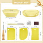 Silicone Banneton, Sourdough Bread Baskets (Set of 6, 6.5 Inch), Oval Proofing Bread Bowls with Starter Kit, Bread Making Baking Supplies