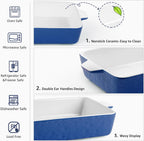4 QT Baking Dish, Casserole Dishes for Oven, 9x13 Baking Pan with Handles, Lasagna Pan Deep, Ceramic Casserole Dish Oven Safe for Baking, Lasagna, Kitchen, Wedding Gift (Dark Blue)