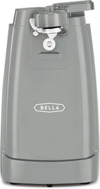 BELLA Electric Can Opener and Knife Sharpener, Multifunctional Jar and Bottle Opener with Removable Cutting Lever and Cord Storage, Stainless Steel Blade, Gray