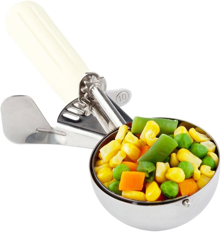 Restaurantware-Met Lux 3.75 Ounce Portion Scoop, 1 Trigger Release Cookie Scoop - With Ivory Handle, Stainless Steel Disher, For Portion Control, Scoop Cookie Dough, Cupcake Batter, Or Ice Cream