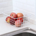 Redrubbit Wire Storage Baskets, Large Farmhouse Metal Freezer Basket Storage Organizer Bins with Handles for Kitchen Cabinets, Pantry, Closets, Bedrooms, Bathrooms, Set of 4, White