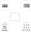 Birthday Cookie Cutter and Stencil Set Bundle Kit PYO Cookies Paint Your Own Diy Bakery Fondant Sugar Happy Birthday Wedding Baby Candle Kids Painting Coloring Pages Comb (Candle)