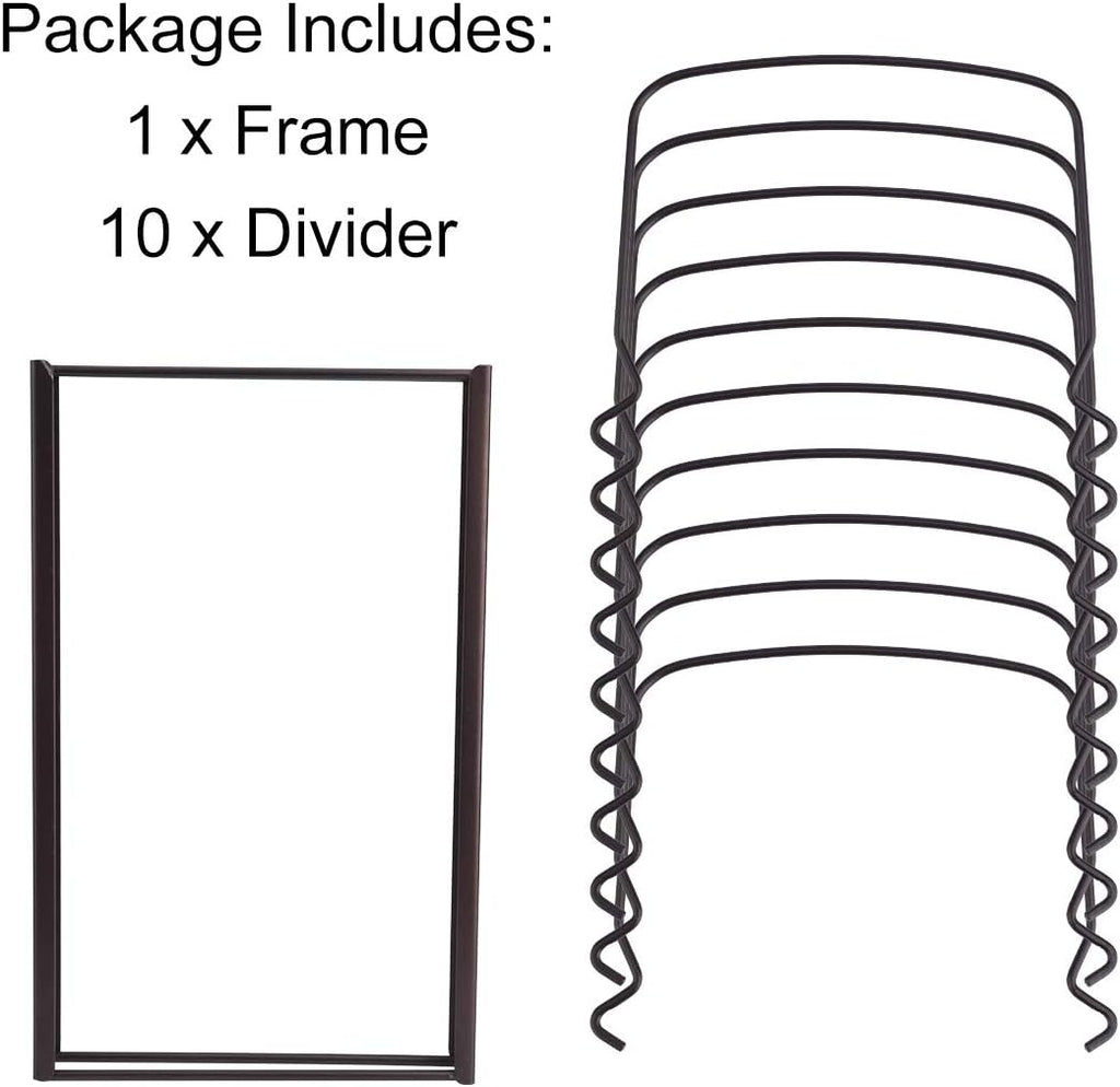Toplife 10+ Bakeware Organizer Rack for Kitchen Bakeware, Cookware, Dinnerware, Cutting Boards, Plates, Pot and Pan Lids (Brown)