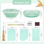 Silicone Banneton, Sourdough Bread Baskets (Set of 6, 6.5 Inch), Oval Proofing Bread Bowls with Starter Kit, Bread Making Baking Supplies