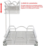 OCG Under Sink Cabinet Organizer Two Tier Pull Out Shelf (14.75W x 17D), Under Sink Sliding Shelf for Kitchen Bathroom Cabinet 2 Tier Chrome