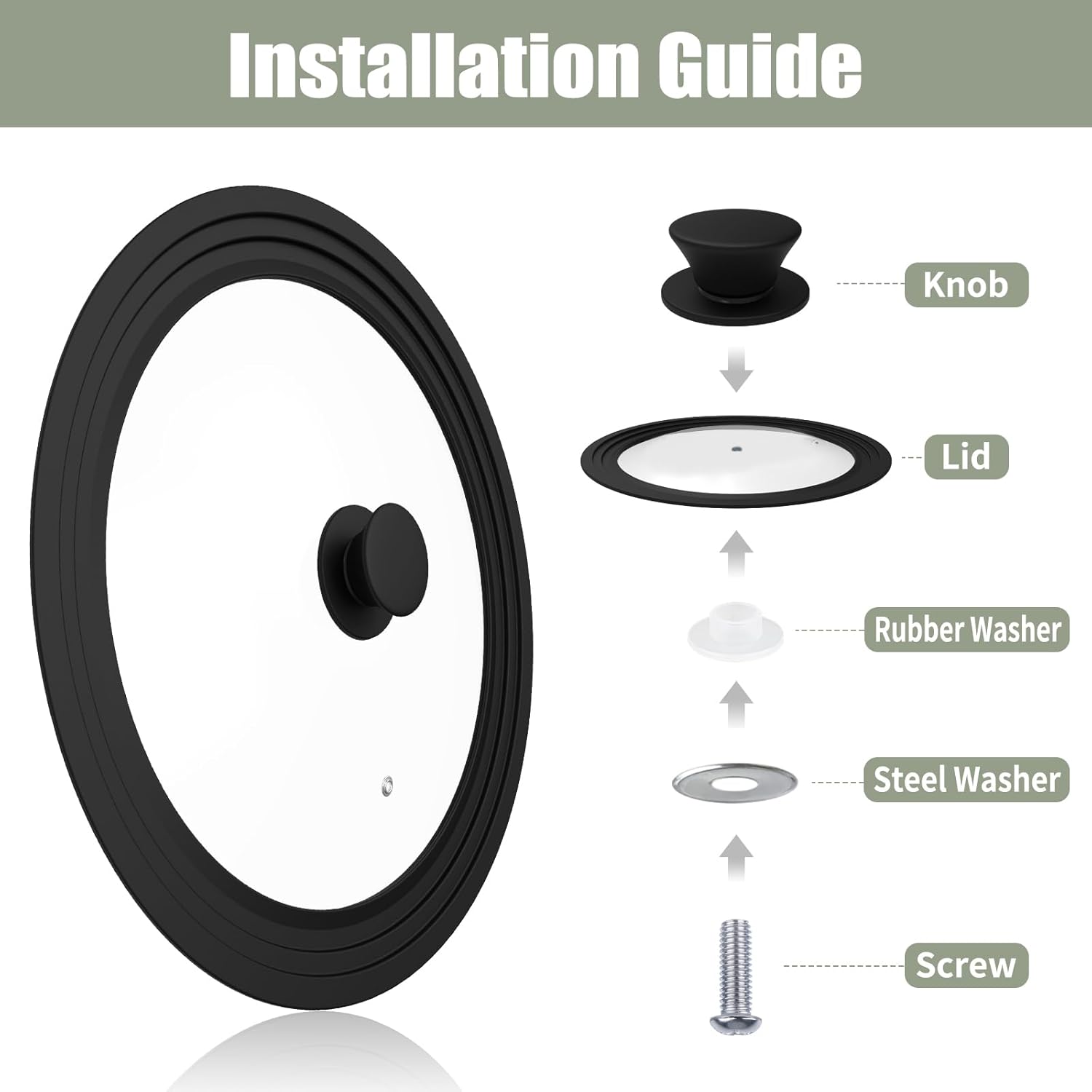 Universal Silicone Pot Lid Replacement Knob, Heat Resistant Pan Lid Holding Handles, Soft Non-Slip Knob for Slow Cookers, Skillets and Kitchen Cookware Covers (2 Pack Black)