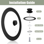 Universal Lid, Tempered Pan Lid with Heat Resistant Silicone Rim, Fits All 6" to 12" Diameter Cookware, Pots, Pans and Skillets (2PK)