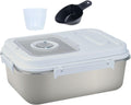 Saim Rice Storage Container Bin, 15lb Stainless Steel Food Storage Containers with Silicone Lid, Measuring Cup, Spoon, Rice Dispenser for Flour, Sugar,and Baking Supplies