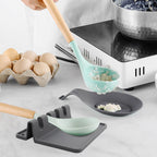 Kitchen Silicone Utensil Rest with Drip Pad-BPA-Free, Durable Spoon Rest-Heat-Resistant Spoon Rest for Stove Top - Kitchen Gadgets &Grill Utensil Holder-Grey 3 Pcs
